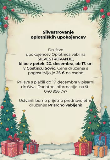 Silvestrovanje članov Društva upokojencev Oplotnica