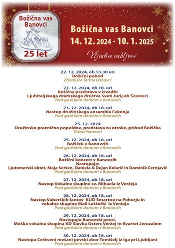 BOŽIČNA VAS BANOVCI - KOLEDAR DOGODKOV 