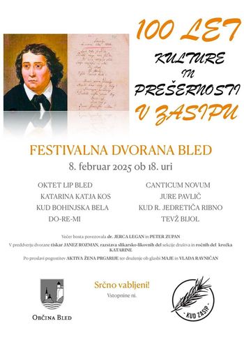 Prešernova proslava: 100 let kulture in prešernosti v Zasipu