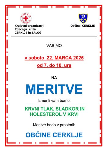 Meritve krvnega tlaka, sladkorja in holesterola