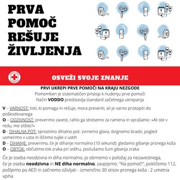 Prikaz temeljnih postopkov oživljanja z uporabo defibrilatorja v Kalah!