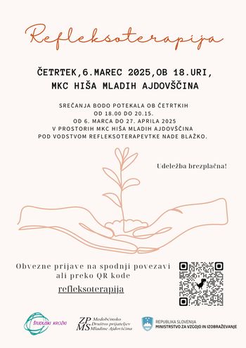 Povabilo k vpisu v študijski krožek Refleksoterapija