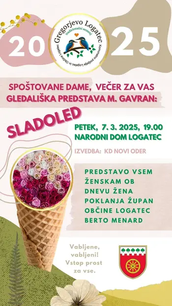 Gledališka predstava Sladoled ob dnevu žena, 7. 3. 2025, 19.00, Narodni dom Logatec