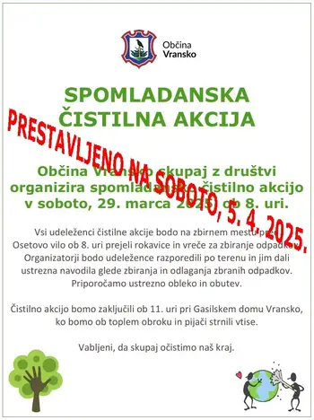 Spomladanska čistilna akcija je prestavljena