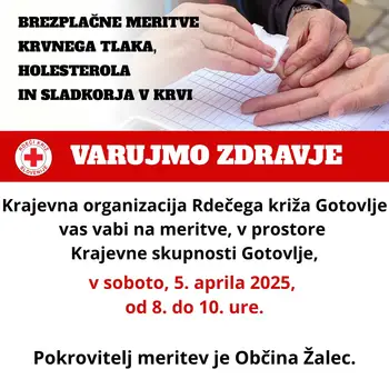 Brezplačne meritve krvnih vrednosti v Gotovljah!