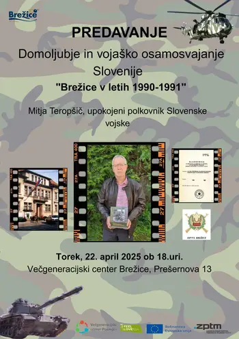 Predavanje "Domoljubje in vojaško osamosvajanje Slovenije" Brežice v letih 1990-1991
