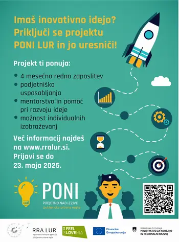 Imate poslovno idejo? Prijavite se na projekt PONI LUR. Imate poslovno idejo? Prijavite se na projekt PONI LUR.