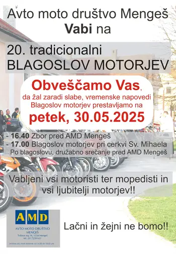 Vabljeni na tradicionalni 20. BLAGOSLOV MOTORJEV! - prestavljeno na 30.5.2025