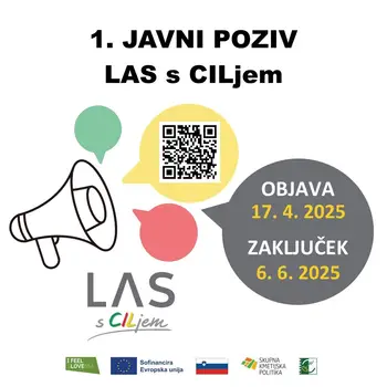 LAS s CILjem objavil 1. javni poziv za izbor projektov za uresničevanje ukrepov Strategije lokalnega razvoja za LAS s CILjem v programskem obdobju 2021–2027