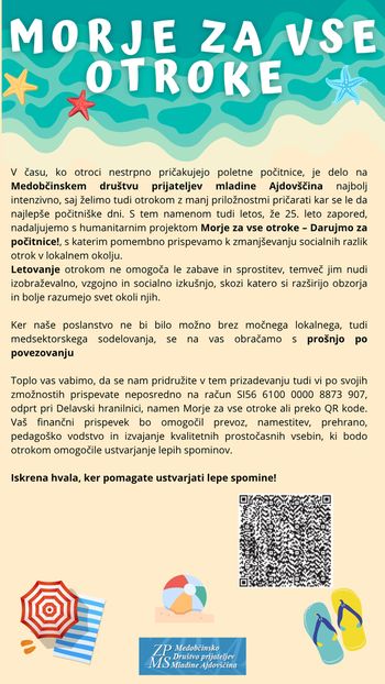 Začetek humanitarne akcije Morje za vse otroke - darujmo za počitnice!