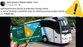 Lažna Facebook stran Javni prevoz v Novem mestu