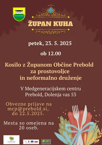 Župan kuha - kosilo z Županom Občine Prebold za prostovoljce Župan kuha - kosilo z Županom Občine Prebold za prostovoljce