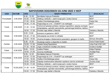 Mesečni program Medgeneracijskega centra Prebold, za mesec JUNIJ 2025