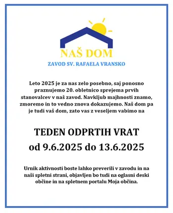 Vabilo na teden odprtih vrat od 9. 6. 2025 do 13. 6. 2025