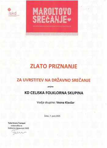 KD Celjska folklorna skupina znova navdušila na Maroltovem državnem srečanju odraslih folklornih skupin 