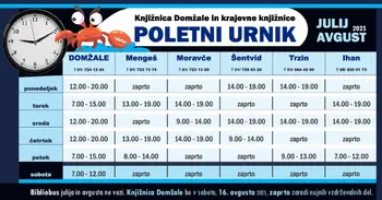 Poletni urnik Knjižnice Domžale in njenih enot