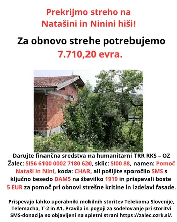 Natašina in Ninina hiša potrebuje novo streho in fasado