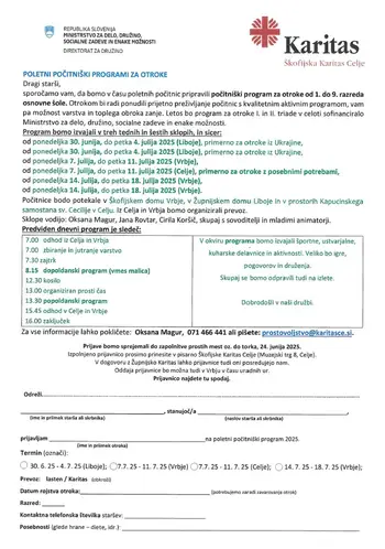 Poletni počitniški programi za otroke - Karitas