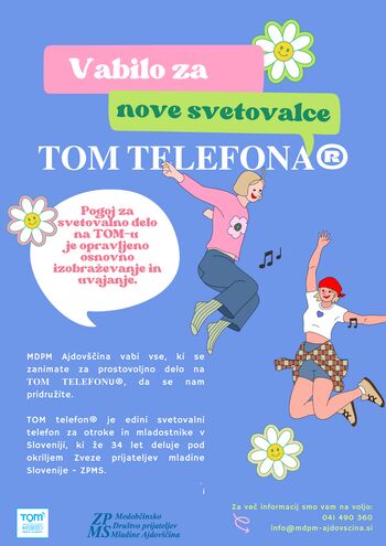 Vabilo za nove svetovalce TOM telefona®