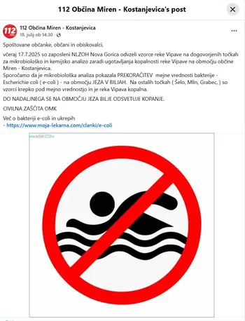 Na jezu v Biljah reka Vipava spet primerna za kopanje