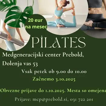 Ponovno vadba Pilates v Medgeneracijskem centru Prebold