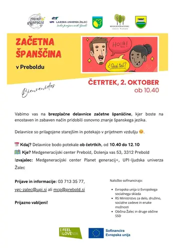 Začetni tečaj španščine v Preboldu