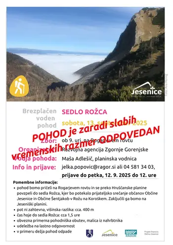 Voden pohod na Rožco - ODPOVEDAN