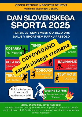 Prireditev ob dnevu športa - odpovedano