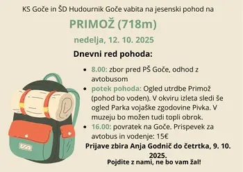 Jesenski pohod na PRIMOŽ (718 m) 