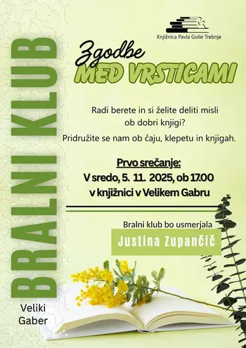 Zgodbe med vrsticami - Bralni klub v knjižnici Veliki Gaber