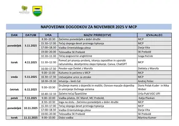 Mesečni program Medgeneracijskega centra Prebold, za mesec NOVEMBER 2025