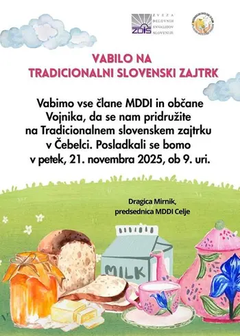 MDDI CELJE VABI NA TRADICIONALNI SLOVENSKI ZAJTRK