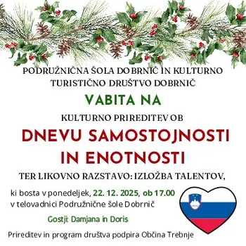 Kulturna prireditev ob dnevu samostojnosti in enotnosti ter likovna razstava Izložba talentov