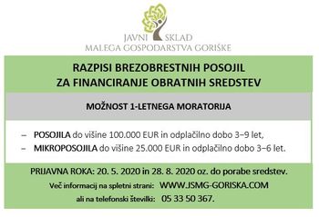 Razpisi brezobrestnih posojil za financiranje obratnih sredstev