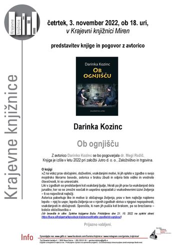 Predstavitev knjige Darinke Kozinc Ob ognjišču