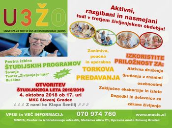 Otvoritev študijskega leta 2018/2019 Univerze za tretje življenjsko obdobje