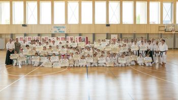 IZPITI ZA BARVNE KYU STOPNJE V NOVI TELOVADNICI V MIRNU