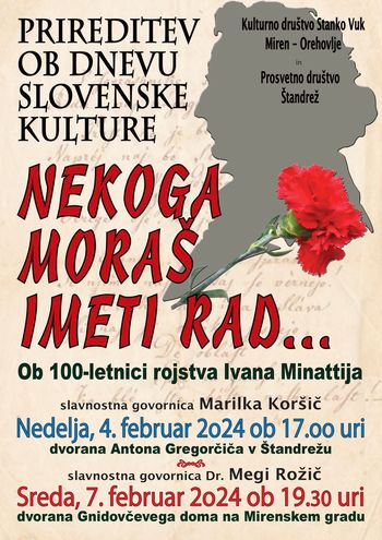 NEKOGA MORAŠ IMETI RAD... prireditev ob kulturnem prazniku