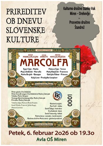 Prireditev ob kulturnem prazniku: komedija PD Štandrež MARCOLFA