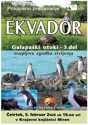 Potopisno predavanje Suzane Černe: Galapaški otoki, osupljiva zgodba življenja