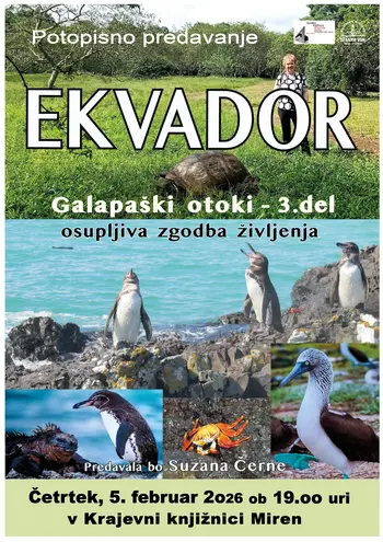 Potopisno predavanje Suzane Černe: Galapaški otoki, osupljiva zgodba življenja