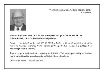 Poslovil se je Janez - Ivan Brišnik