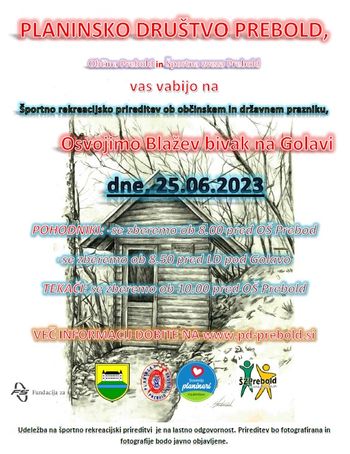Športno rekreacijska prireditev ob državnem in občinskem prazniku - Osvojimo Blažev bivak na Golavi