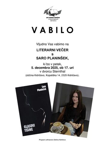 Literarni večer s Saro Planinšek