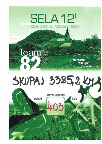Tretji 12-urni kolesarski maraton  »Sela so zakon« TEAM 82
