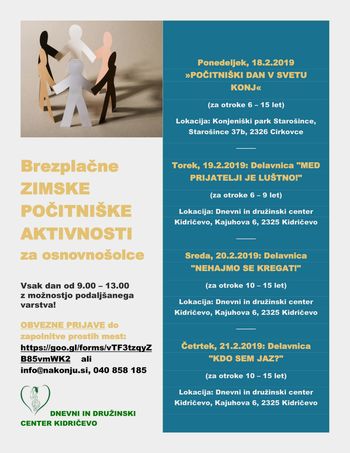 ZIMSKE POČITNIŠKE AKTIVNOSTI ZA OSNOVNOŠOLCE