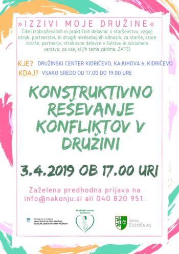 PREDAVANJE "KONSTRUKTIVNO REŠEVANJE KONFLIKTOV V DRUŽINI"