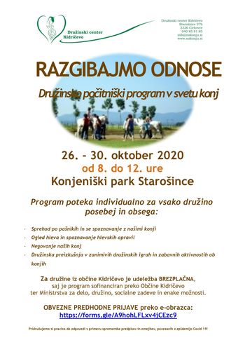 RAZGIBAJMO ODNOSE - brezplačni jesenski družinski program v svetu konj
