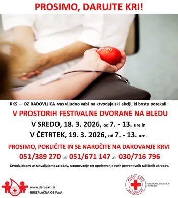 Krvodajalska akcija na Bledu 18. in 19. marca