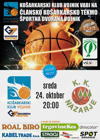 Članska košarkarska tekma KK Vojnik Gradbena trgovina G7 : KK Nazarje
